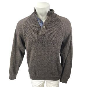 Vintage Weatherproof Men's Gray Long Sleeve Waffle Knit Henley Sweater Top XL